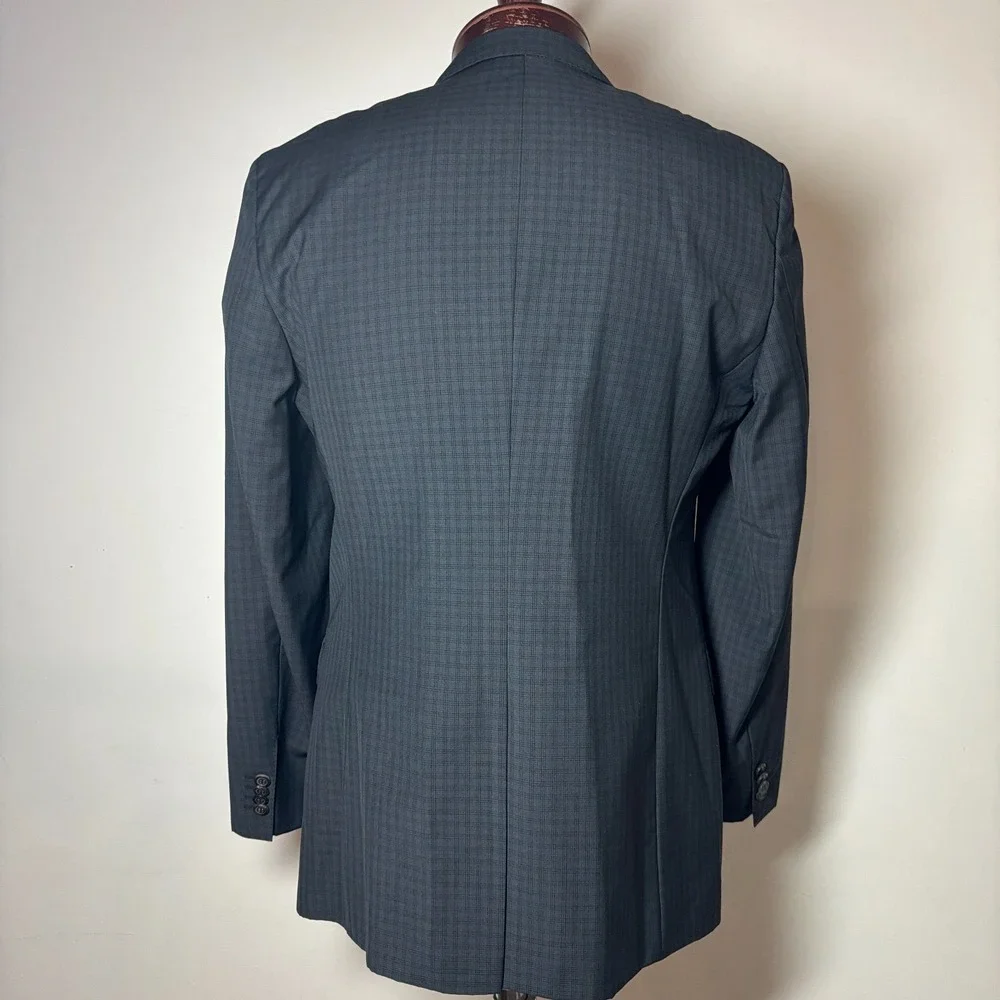 BOSS HUGO $649 Virgin Wool Blazer Dark Gray Check Two-Button US‎ 38R MINT